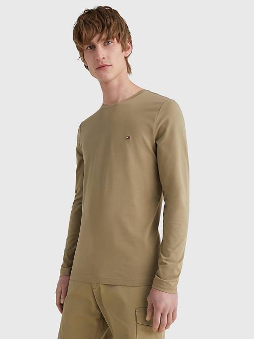 Muške Tommy Hilfiger Slim Fit Long Sleeve Majice Braon | TH756GSK