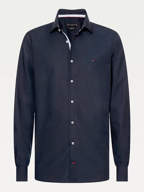 Muške Tommy Hilfiger Slim Fit Poplin Košulje Plava | TH758SCK