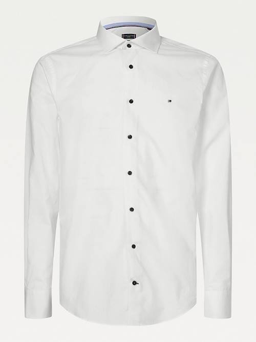 Muške Tommy Hilfiger Slim Fit Poplin Košulje Bela | TH871CAD