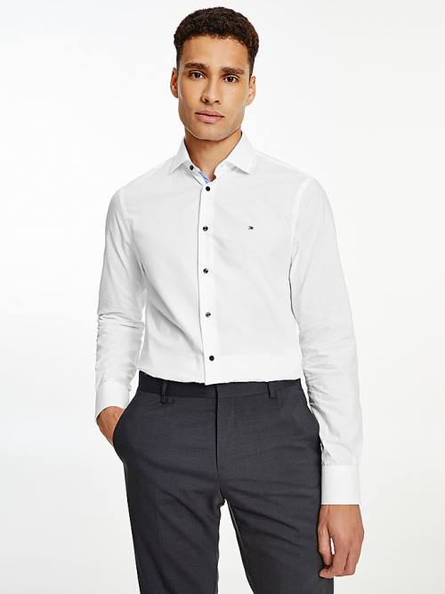 Muške Tommy Hilfiger Slim Fit Poplin Košulje Bela | TH871CAD