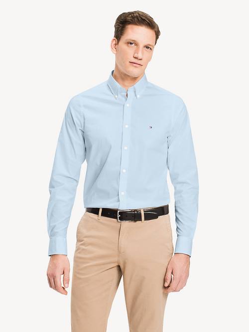 Muške Tommy Hilfiger Slim Fit Stretch Poplin Košulje Plava | TH192SDF