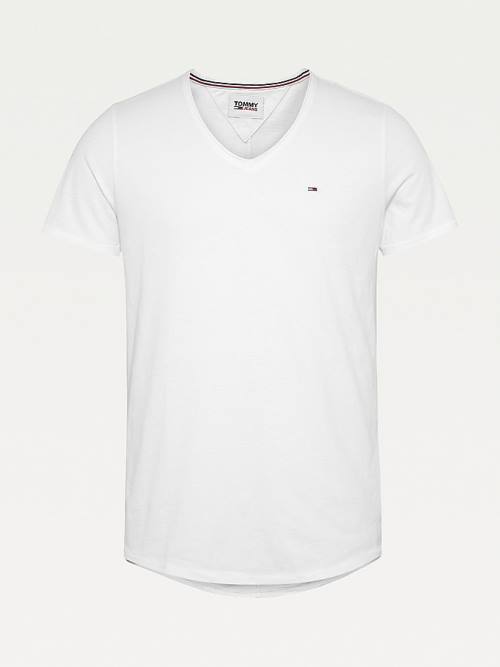 Muške Tommy Hilfiger Slim Fit V-Neck Majice Bela | TH053QVZ