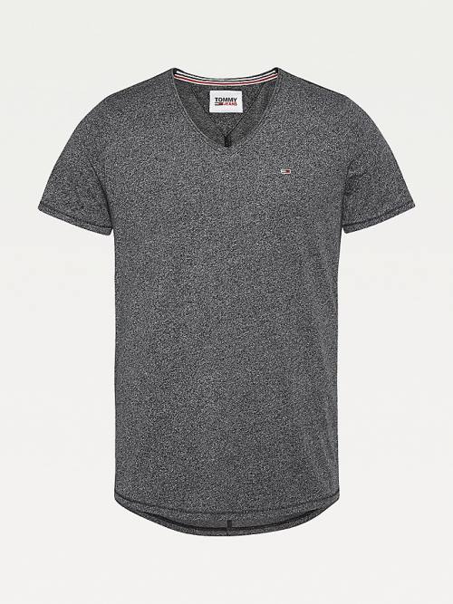 Muške Tommy Hilfiger Slim Fit V-Neck Majice Crna | TH413IGE