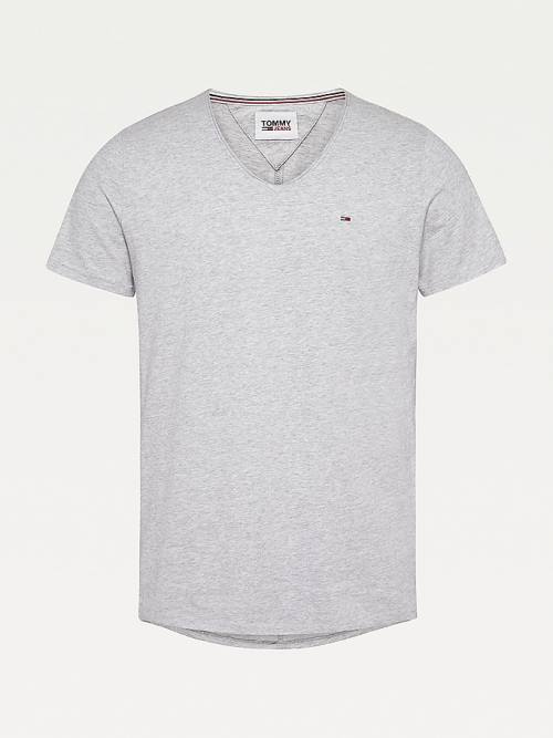 Muške Tommy Hilfiger Slim Fit V-Neck Majice Siva | TH973DSP