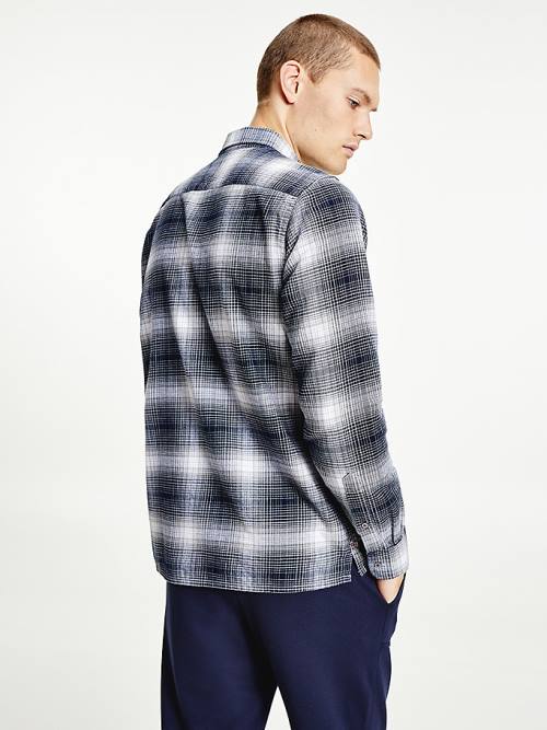 Muške Tommy Hilfiger Slub Shadow Check Regular Fit Košulje Crna | TH357KCT