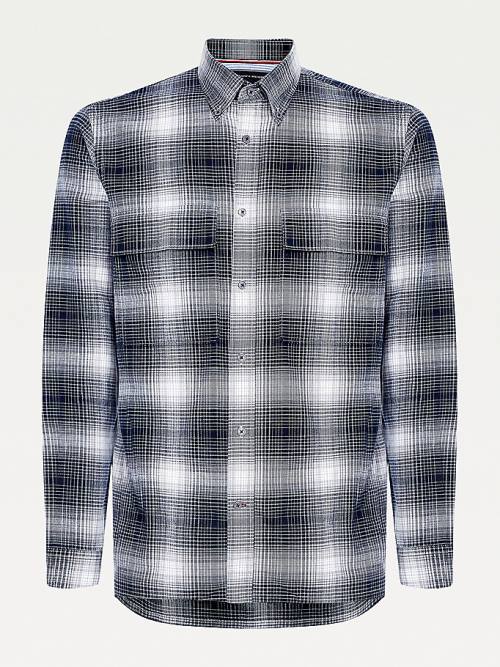 Muške Tommy Hilfiger Slub Shadow Check Regular Fit Košulje Crna | TH357KCT