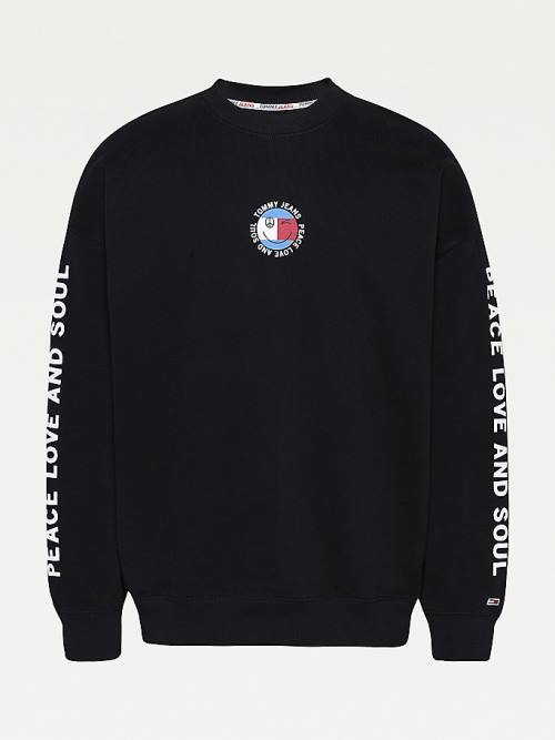 Muške Tommy Hilfiger Smiley Peace Logo Duksevi Crna | TH792ZIR