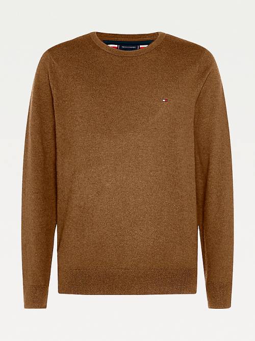 Muške Tommy Hilfiger Soft Merino Wool Crew Neck Jumper Džemper Braon | TH289KIX