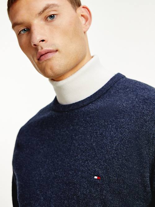 Muške Tommy Hilfiger Soft Merino Wool Crew Neck Jumper Džemper Crna | TH581ACF