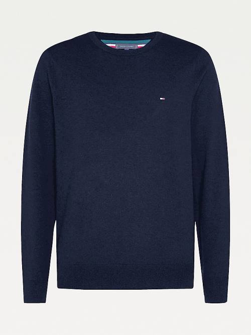 Muške Tommy Hilfiger Soft Merino Wool Crew Neck Jumper Džemper Crna | TH581ACF