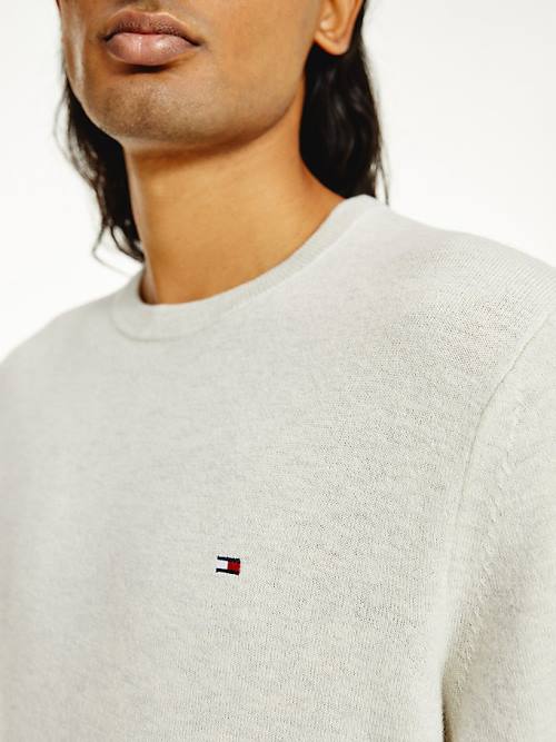 Muške Tommy Hilfiger Soft Merino Wool Crew Neck Jumper Džemper Bež | TH724FOR