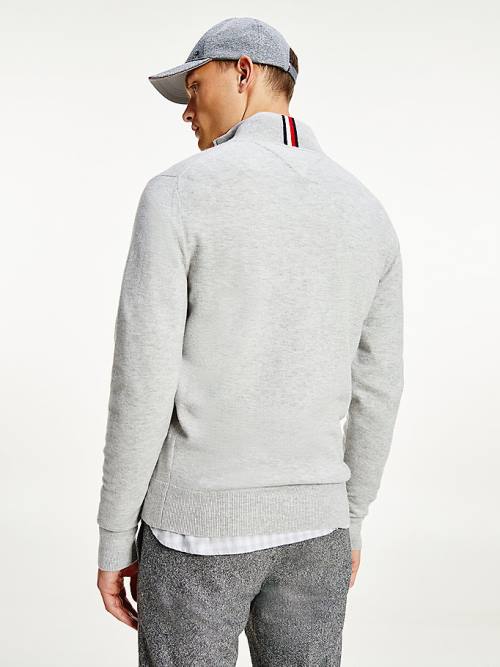 Muške Tommy Hilfiger Soft Merino Wool Half Zip Jumper Džemper Siva | TH179MUH