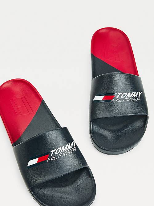 Muške Tommy Hilfiger Sport Colour-Blocked Pool Slides Sandale Plava | TH405EFD