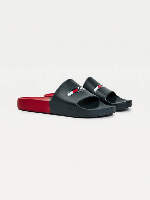 Muške Tommy Hilfiger Sport Colour-Blocked Pool Slides Sandale Plava | TH405EFD