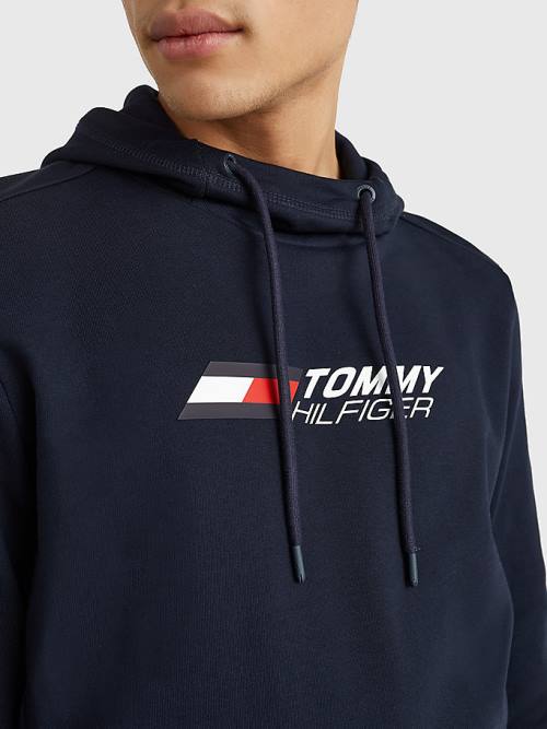 Muške Tommy Hilfiger Sport Essential Organic Cotton Duks Hoodie Plava | TH928VBZ