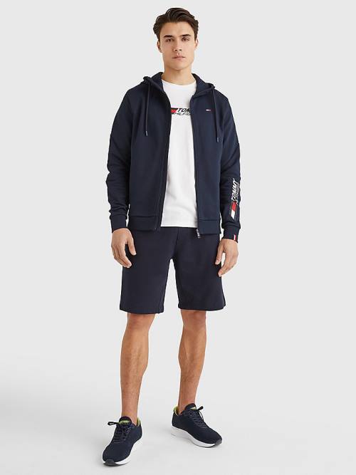 Muške Tommy Hilfiger Sport Essential TH Cool Zip-Thru Duks Hoodie Plava | TH347DQF