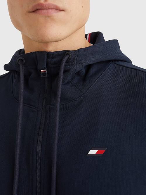 Muške Tommy Hilfiger Sport Essential TH Cool Zip-Thru Duks Hoodie Plava | TH347DQF