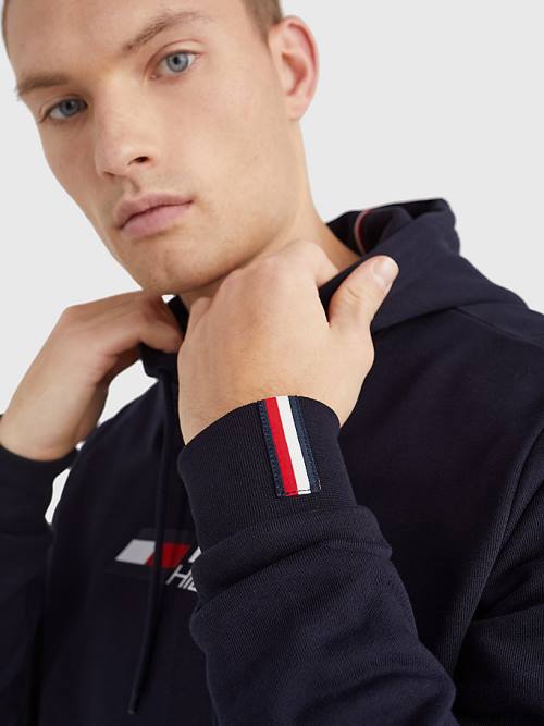 Muške Tommy Hilfiger Sport Essential TH Cool Duks Hoodie Plava | TH780OZL