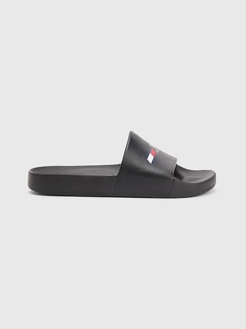 Muške Tommy Hilfiger Sport Logo Slides Sandale Crna | TH419PTC