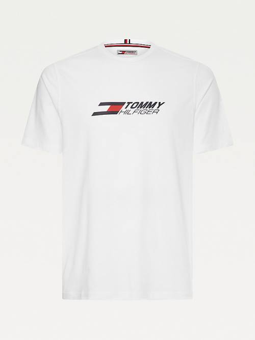 Muške Tommy Hilfiger Sport Organic Cotton Logo Majice Bela | TH201AHI