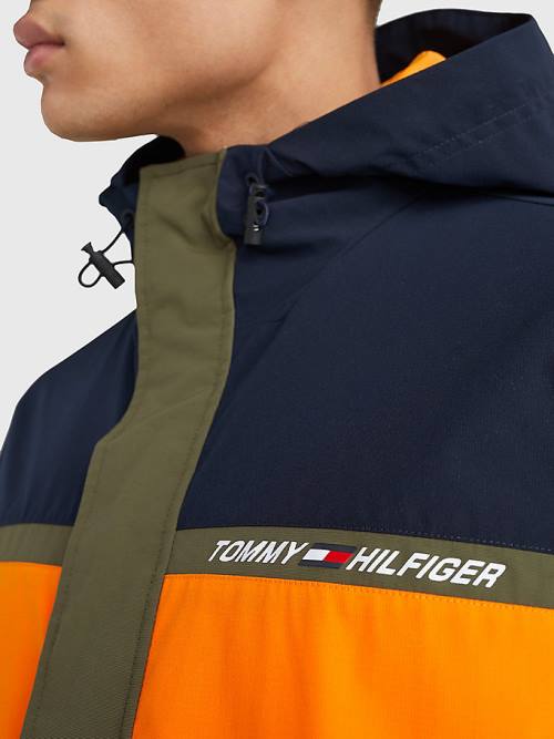 Muške Tommy Hilfiger Sport Performance Water Repellent Jakna Plava | TH162ULQ