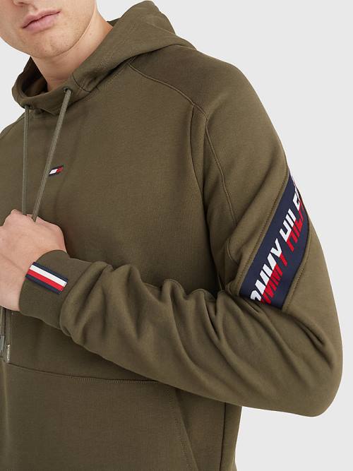 Muške Tommy Hilfiger Sport TH Cool Tape Duks Hoodie Kaki | TH948WPJ