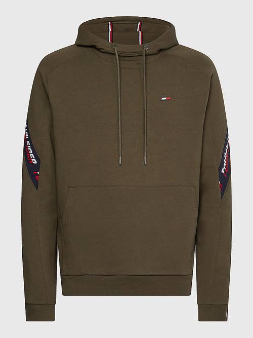 Muške Tommy Hilfiger Sport TH Cool Tape Duks Hoodie Kaki | TH948WPJ