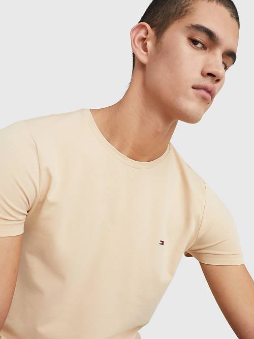 Muške Tommy Hilfiger Stretch Organic Cotton Slim Fit Majice Bež | TH139SGR