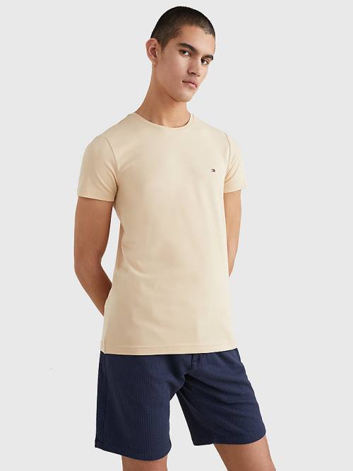 Muške Tommy Hilfiger Stretch Organic Cotton Slim Fit Majice Bež | TH139SGR