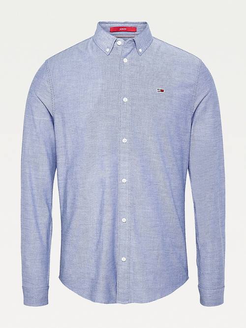 Muške Tommy Hilfiger Stretch Oxford Cotton Slim Fit Košulje Plava | TH397CYQ