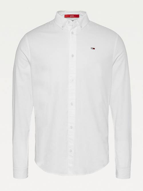 Muške Tommy Hilfiger Stretch Oxford Cotton Slim Fit Košulje Bela | TH862KDA