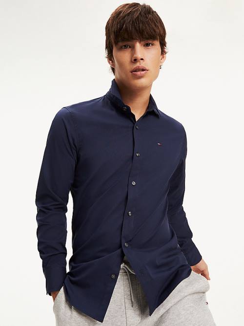 Muške Tommy Hilfiger Stretch Slim Fit Košulje Plava | TH635GVM