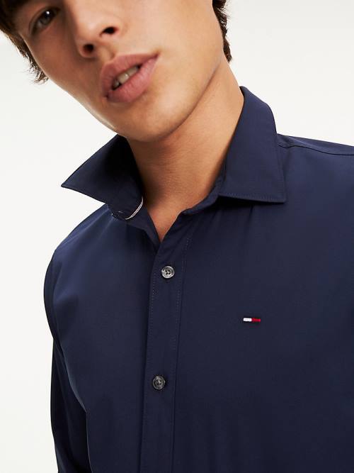 Muške Tommy Hilfiger Stretch Slim Fit Košulje Plava | TH635GVM