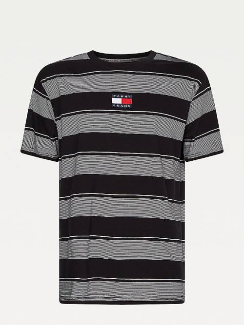 Muške Tommy Hilfiger Stripe Badge Relaxed Fit Majice Crna | TH469MDY