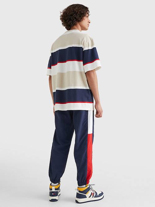 Muške Tommy Hilfiger Stripe Organic Cotton Majice Bež | TH072JQC