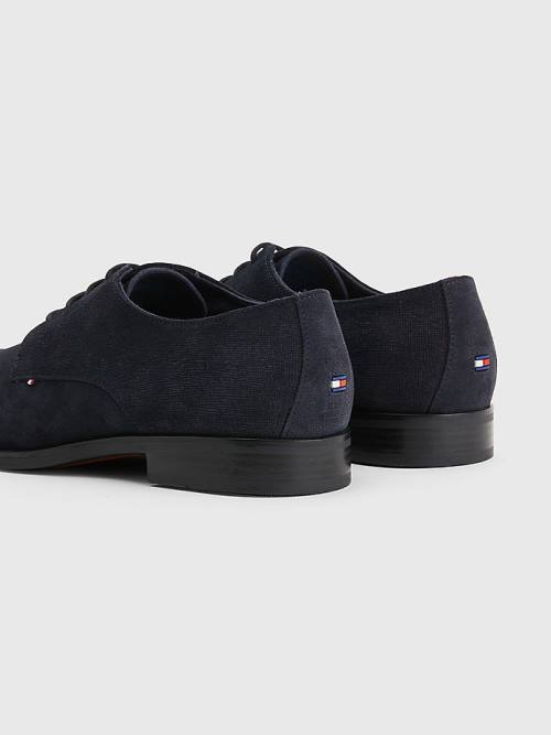 Muške Tommy Hilfiger Suede Derby Svečane cipele Plava | TH318UPS