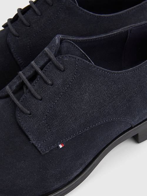 Muške Tommy Hilfiger Suede Derby Svečane cipele Plava | TH318UPS