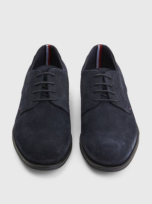 Muške Tommy Hilfiger Suede Derby Svečane cipele Plava | TH318UPS