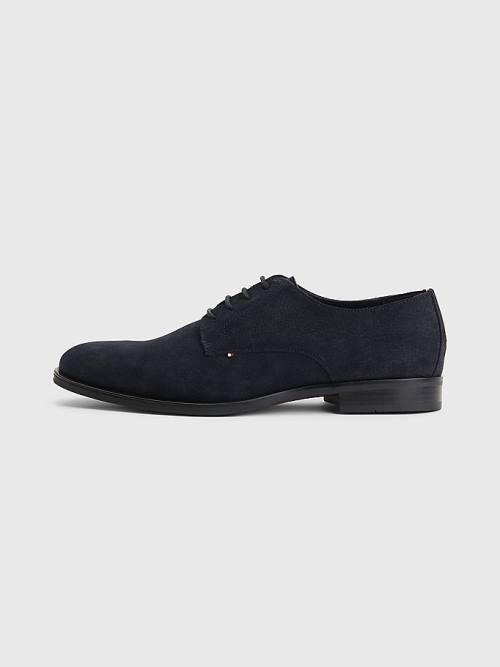 Muške Tommy Hilfiger Suede Derby Svečane cipele Plava | TH318UPS