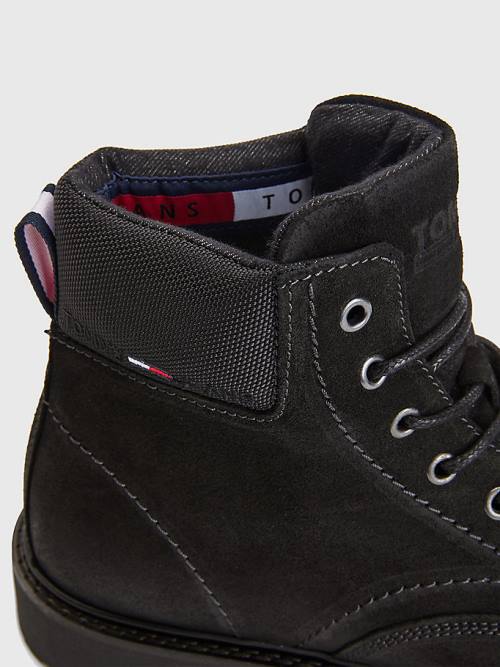 Muške Tommy Hilfiger Suede Lace Up Cleat Čizme Crna | TH351BTG