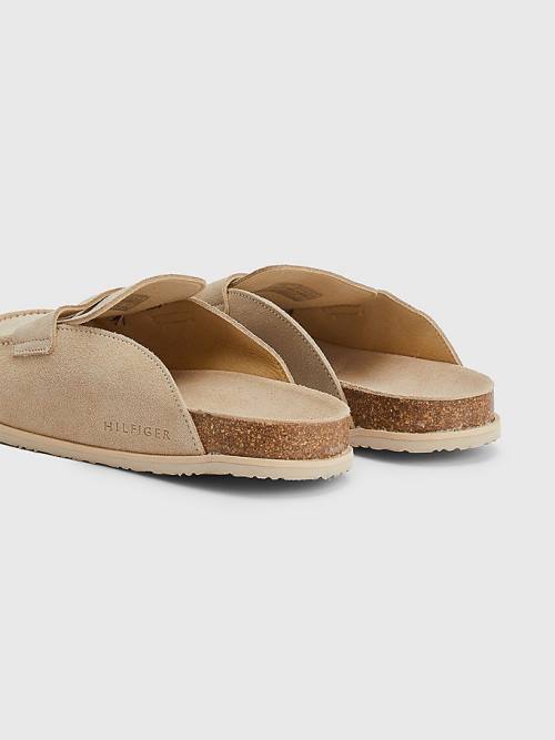 Muške Tommy Hilfiger Suede Slip-On Mules Sandale Bež | TH196MQU