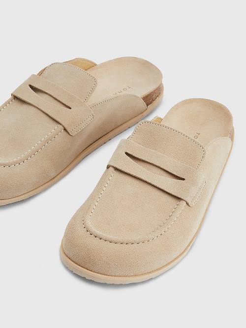 Muške Tommy Hilfiger Suede Slip-On Mules Sandale Bež | TH196MQU