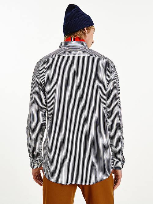 Muške Tommy Hilfiger TH Flex Regular Waffle Stripe Košulje Plava | TH391YET