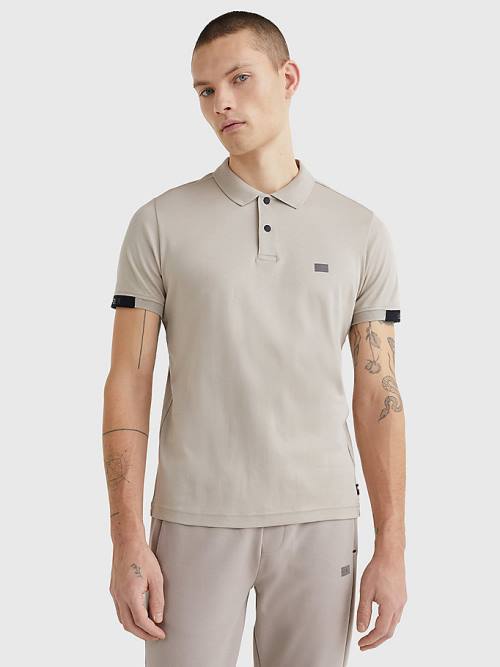 Muške Tommy Hilfiger TH Flex Tech Essentials Slim Polo Majice Bež | TH596GXJ