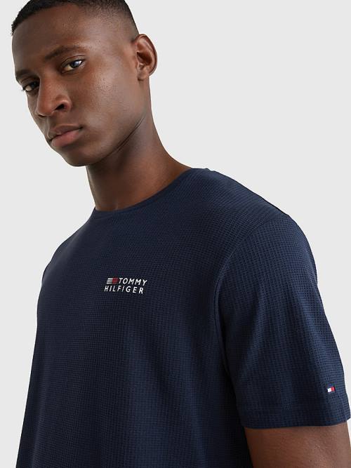 Muške Tommy Hilfiger TH Stretch Logo Pidžama Plava | TH864ZUA