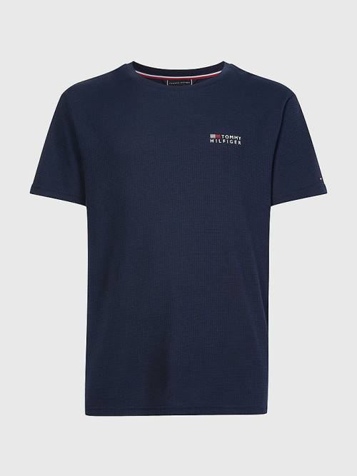 Muške Tommy Hilfiger TH Stretch Logo Pidžama Plava | TH864ZUA