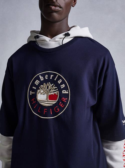 Muške Tommy Hilfiger TOMMYXTIMBERLAND Dual Gender Logo Majice Plava | TH678PIK