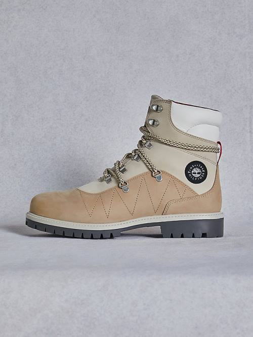 Muške Tommy Hilfiger TOMMYXTIMBERLAND Waterproof Hiking Čizme Bež | TH619ERC