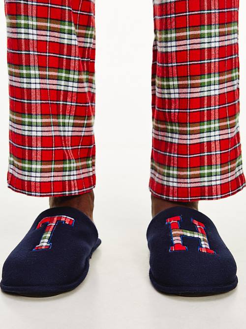 Muške Tommy Hilfiger Tartan Flannel And Slippers Set Pidžama Plava | TH471TVN