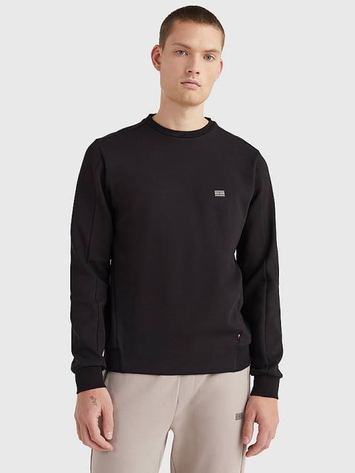 Muške Tommy Hilfiger Tech Essentials Crew Neck Duksevi Crna | TH371LEZ